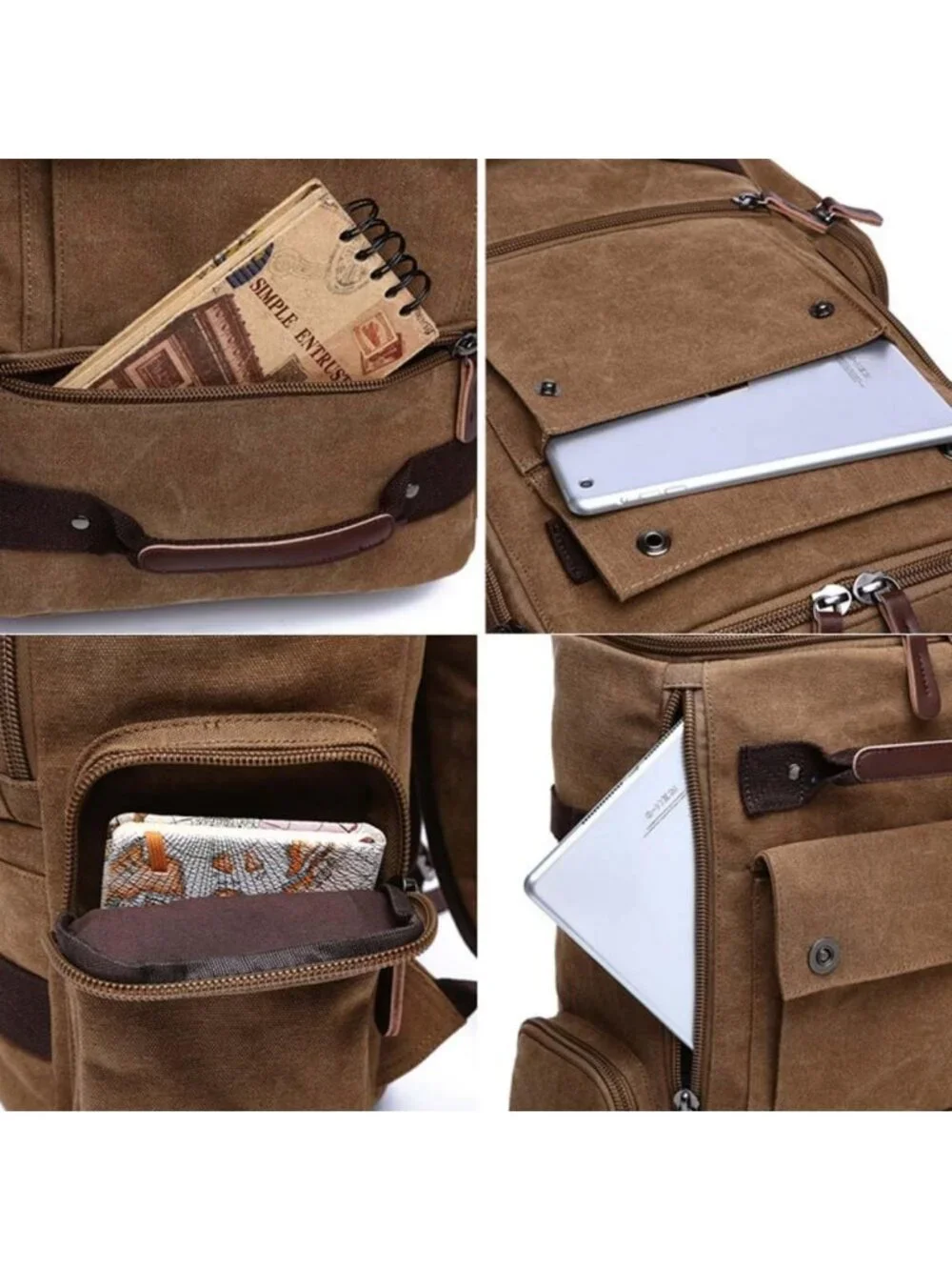 Vintage Canvas Rucksack for Travel & Hiking | 15.6